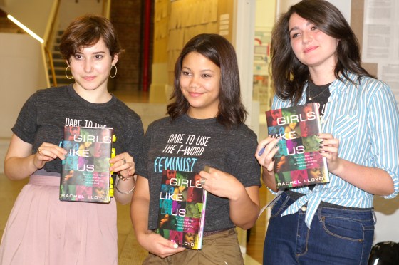 The students in my feminism class read Rachel Lloyd's memoir, Girls Like Us, about the commercial sexual exploitation of children. (Photo credit: Steve Neiman).