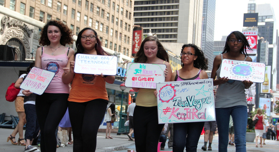 My students Emma and Carina (far left) led the SPARK petition against Teen Vogue (photo courtesy SPARK).