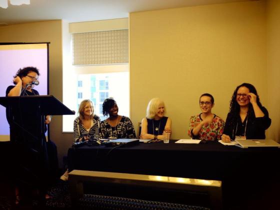 Last spring, I presented with four professors from the Institute of Education in London and Cardiff University in Wales at AERA's annual conference (left to right: Marnina Gonick, moderator; Jessica Ringrose (IOE); Victoria Showunmi (IOE); Miriam David (IOE); Emma Renold (Cardiff); and myself, Ileana Jiménez (photo credit: AERA).